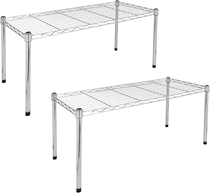 Simple Deluxe Heavy Duty 1-Shelf Shelving, Adjustable Storage Units, Steel Organizer Wire Rack, 29.92" W x 13.78" D x 14.96" H, Chrome,2-Pack