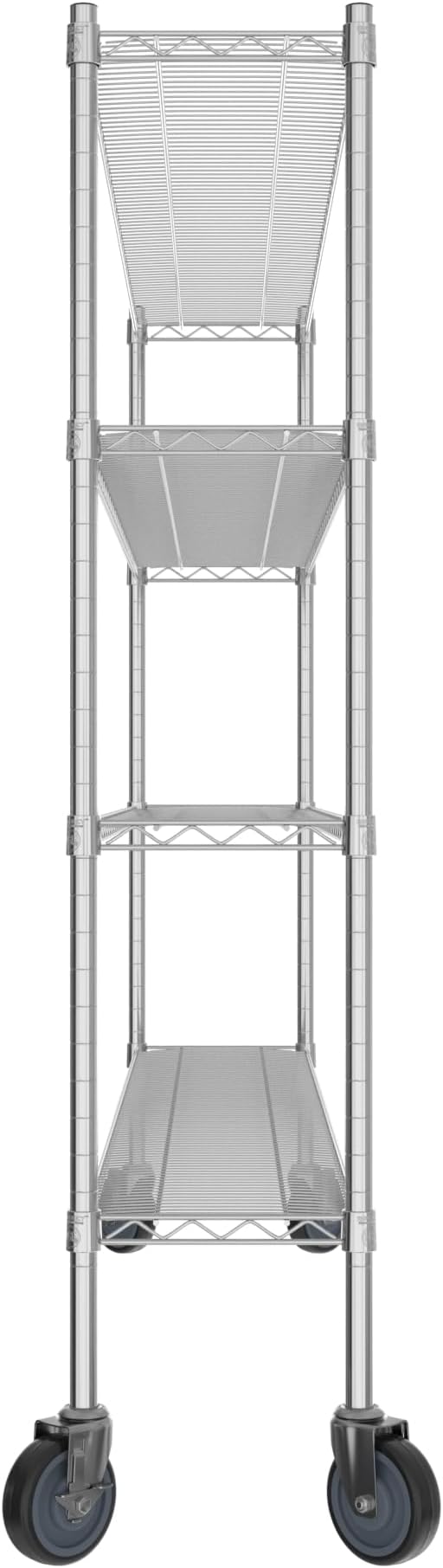 Commercial NSF Listed Chrome Mobile Wire Shelving Kit 12" x 72" x 60", with 4 Shelves Perfect for Warehouse, Walk-in Refrigerator, Freezer, Grocery Store, Restaurant, Dishroom