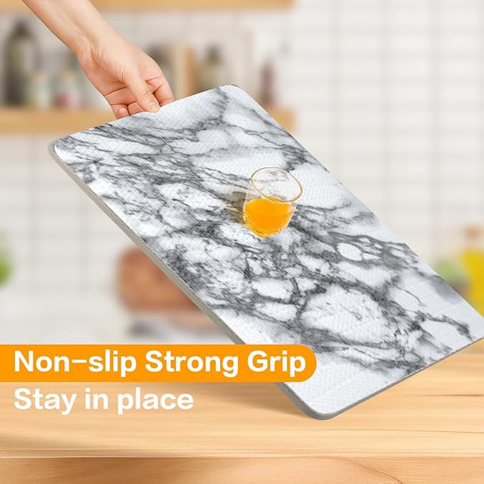 Quttisay Shelf Liner for Kitchen Cabinets,Non Adhesive Cabinet Liner,Non-Slip Drawer Liner,Waterproof Shelf Liner Easy to Clean Strong Grip Liner for Cabinets,Drawers,Cupboard，(Marble 12in x 16.4FT)