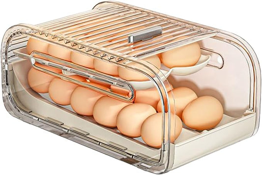 Auto Rolling Fridge Egg Organizer, Clear Egg Holder For Fridge, Automatic Rolling Eggs Container For Refrigerator, Space Saving Eggs Dispenser, Fridges Organizers And Storage, Home EggHolder