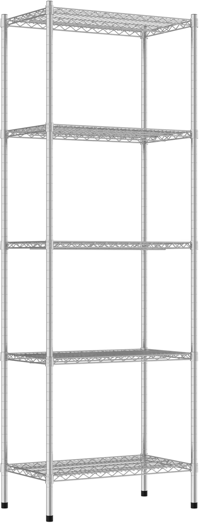 Commercial NSF Listed Chrome Stationary Wire Shelving Kit 18" x 30" x 86", with 5 Shelves Perfect for Warehouse, Walk-in Refrigerator, Freezer, Grocery Store, Restaurant, Dishroom