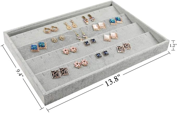 Stratalife Stud Earring Organizer Stackable Jewelry Tray Removable Display Tray Organizer for Jewelry Necklace Earring Drawer Insert Grey