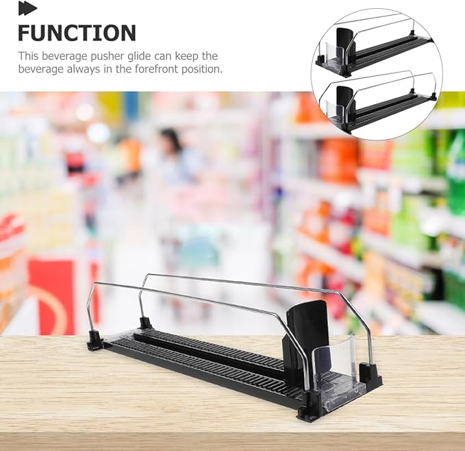 Happyyami 2Pcs Automatic Replenishment Pusher for Refrigerator Drinks Beverage Organizer with Smooth Glide for Home Supermarkets and Convenience Stores