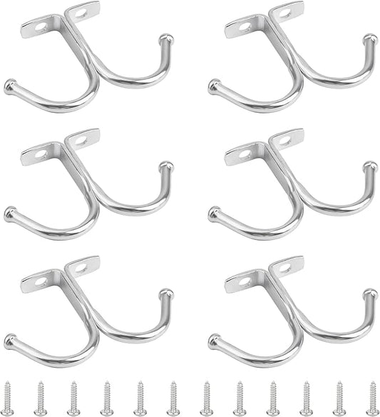 Mug Holder, 6Pcs Mug Rack Under Cabinet Top Mounted Mug Shelf Hangers Under Shelf Hooks Metal Storage Hooks for Cabinet Kitchen Bathroom (Silver)