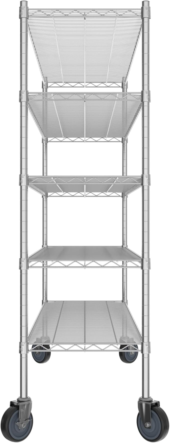 Commercial NSF Listed Chrome Mobile Wire Shelving Kit 18" x 60" x 60", with 5 Shelves Perfect for Warehouse, Walk-in Refrigerator, Freezer, Grocery Store, Restaurant, Dishroom