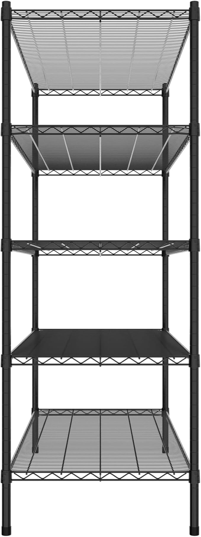 Commercial NSF Listed Black Epoxy Stationary Wire Shelving Kit 24" x 54" x 64", with 5 Shelves Perfect for Warehouse, Walk-in Refrigerator, Freezer, Grocery Store, Restaurant, Dishroom