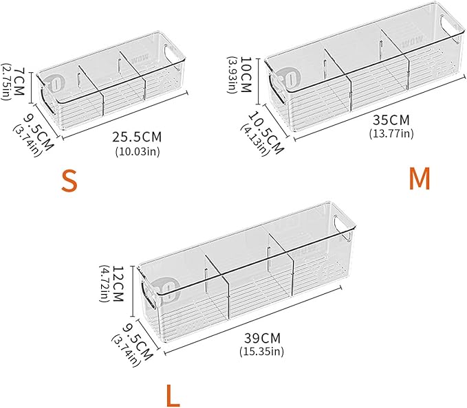 Clear View Refrigerator Organizer, Food Grade Storage Bins For Fridge & Freezer, Space Efficient Kitchen Storage Container