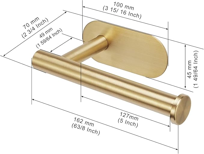 YUET Toilet Paper Holder Self Adhesive, Premium Thicken SUS304 Stainless Steel Rustproof Adhesive Toilet Roll Holder No Drilling for Bathroom, Kitchen, Washroom, Rv