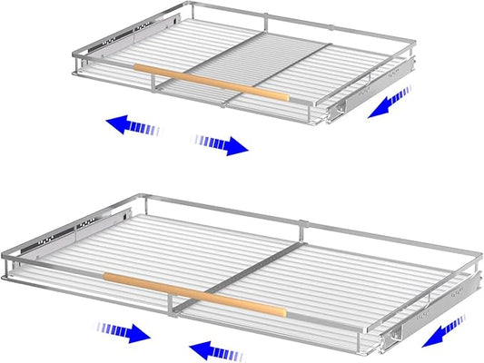 Pull Out Drawer Cabinet Organizer, Expandable Slide Out Storage Shelves - Heavy Duty, Durable and Smooth Slide-Out, 23" x 40" Wide x 22.5" Deep, 2 Pack