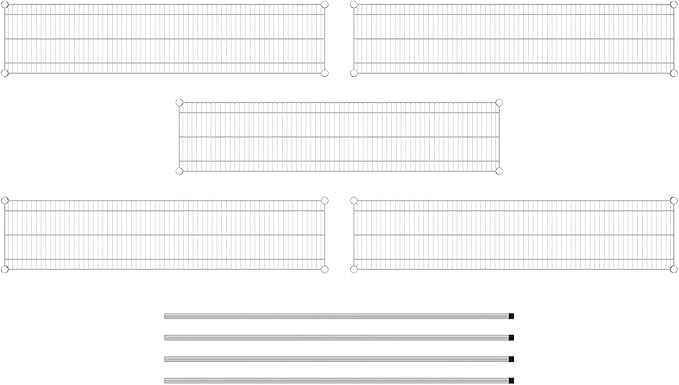 Commercial NSF Listed Chrome Stationary Wire Shelving Kit 14" x 60" x 64", with 5 Shelves Perfect for Warehouse, Walk-in Refrigerator, Freezer, Grocery Store, Restaurant, Dishroom