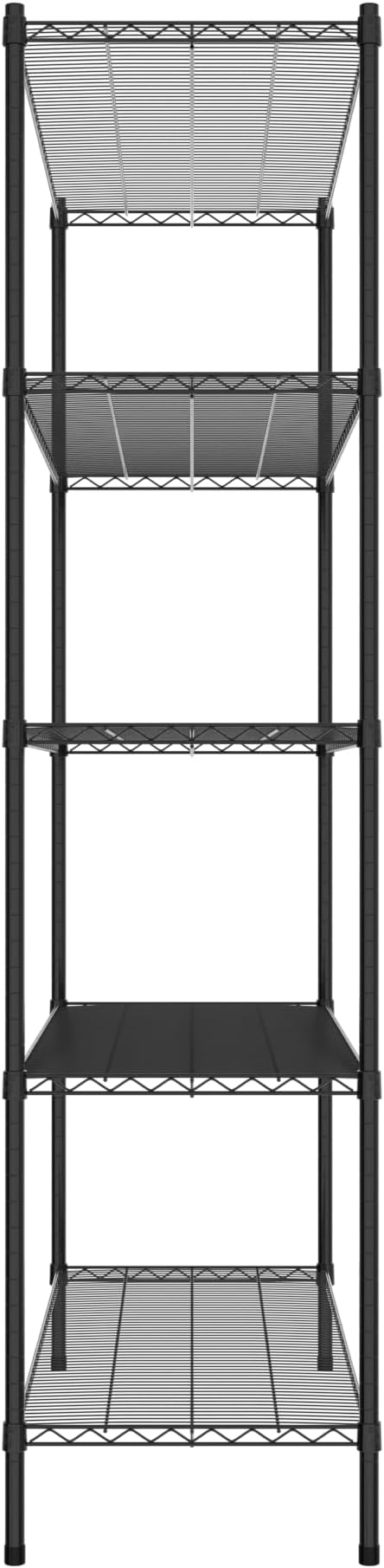Commercial NSF Listed Black Epoxy Stationary Wire Shelving Kit 21" x 54" x 86", with 5 Shelves Perfect for Warehouse, Walk-in Refrigerator, Freezer, Grocery Store, Restaurant, Dishroom