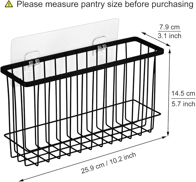 Toplife Wall Door Adhesive Kitchen Wrap Organizer Rack, No Drilling, Black