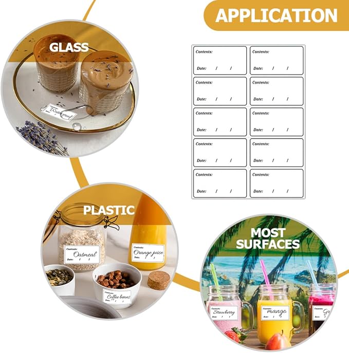 Uonlytech 400Pcs Waterproof PVC Food Labels Removable Self-Adhesive Freezer and Refrigerator Date Stickers for Food Storage Organization