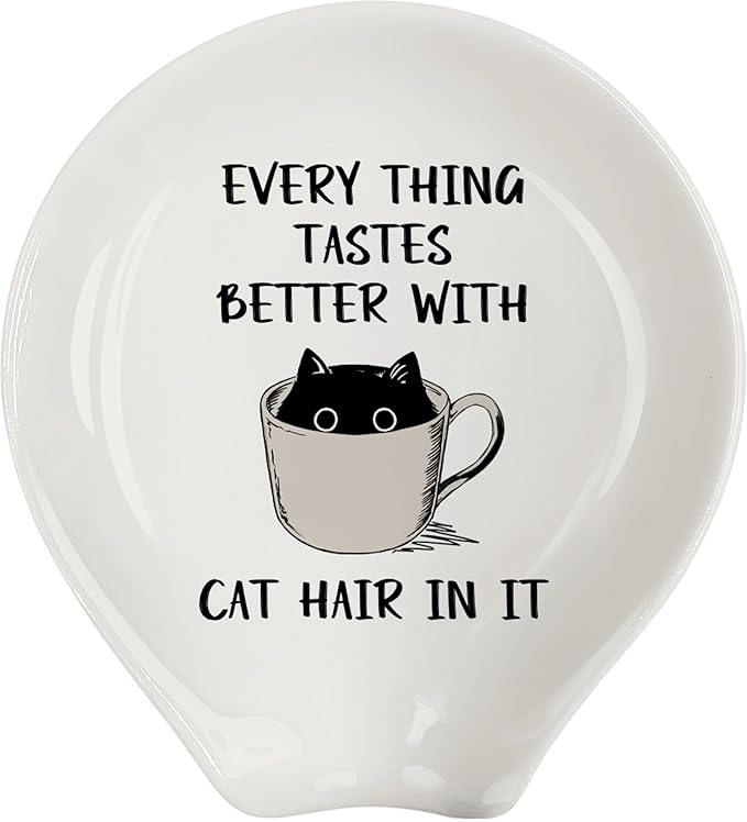 Coffee Spoon Rest, Coffee Bar Accessories & Spoon Holder, Funny Cat Spoon Holder for Coffee Lovers Gifts for Friend Wife Husband Sister (White-4)