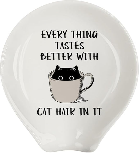 Coffee Spoon Rest, Coffee Bar Accessories & Spoon Holder, Funny Cat Spoon Holder for Coffee Lovers Gifts for Friend Wife Husband Sister (White-4)