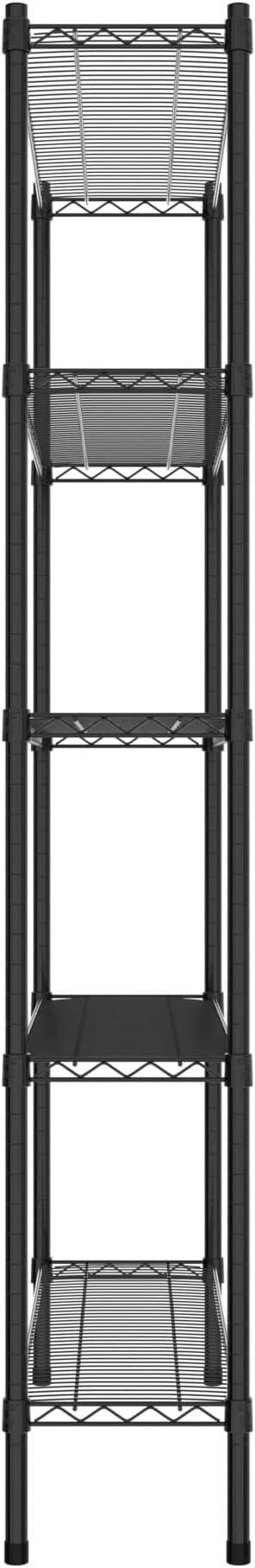 Commercial NSF Listed Black Epoxy Stationary Wire Shelving Kit 12" x 42" x 74", with 5 Shelves Perfect for Warehouse, Walk-in Refrigerator, Freezer, Grocery Store, Restaurant, Dishroom