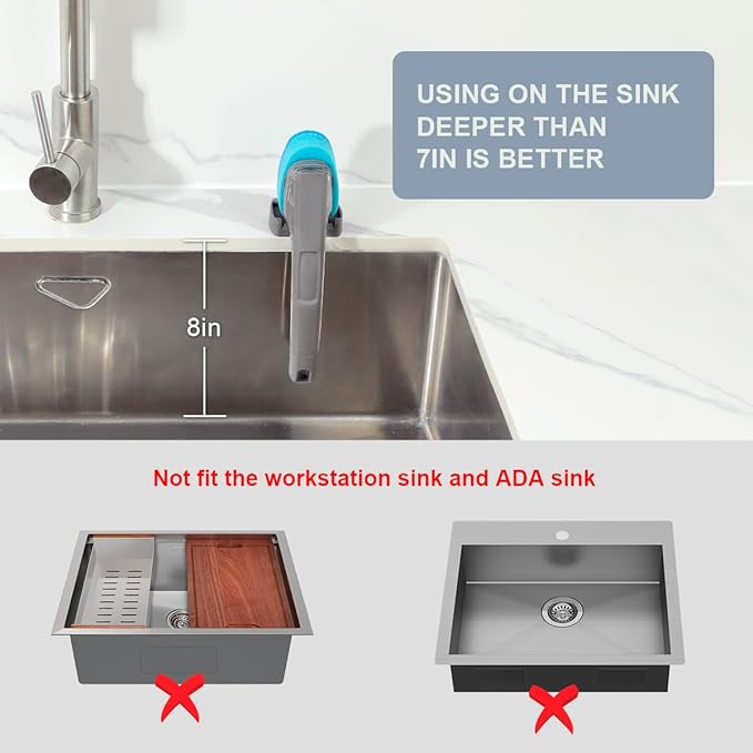 LANMU Dish Wand Holder Compatible with Scotch-Brite Dishwand Only, Silicone Dishwand Caddy with Drain Spout for Kitchen Sink Organizer, Self-Adhesive Stand, Keep Dishwand Upright from Leaking Soap