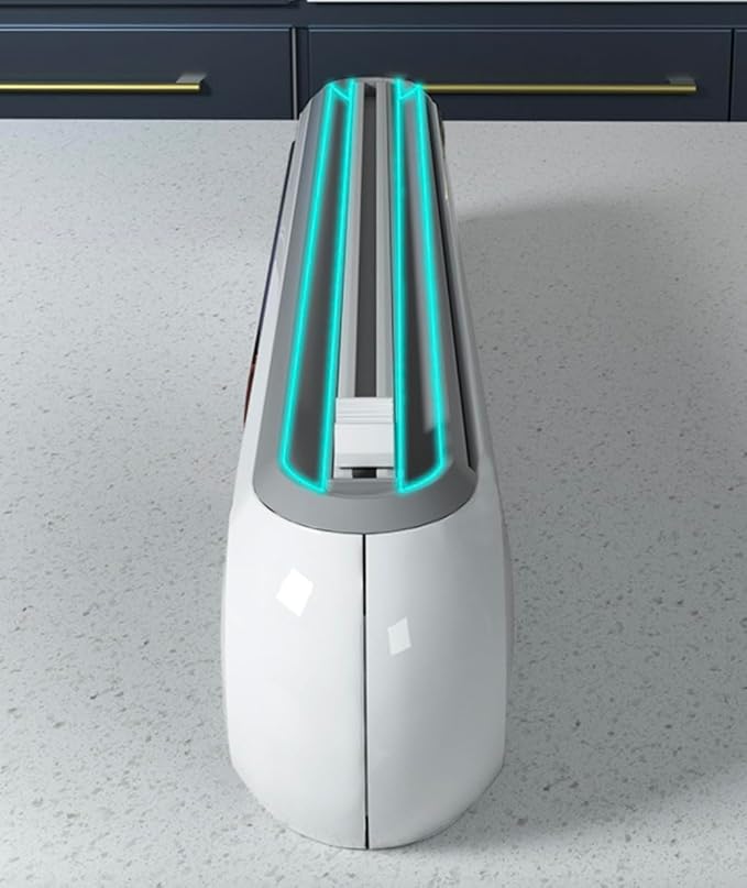 Primewave Food Plastic Wrap Dispenser with Sliding Cutter – Refillable ABS Wrap Cutter for Kitchen | Includes 1 Roll (80cm) Plastic Wrap | Safe & Easy One- Handed Use. (WHITE)