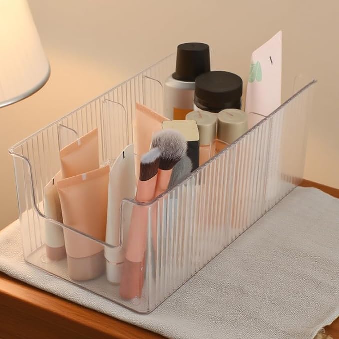 Acrylic Belt Organizer, 2 Pack Clear Stackable Belt Holder for Closet Drawer Storage 4 Compartments with Removable Dividers, Multi-Purpose Display Bins with Inserts for Ties,Socks