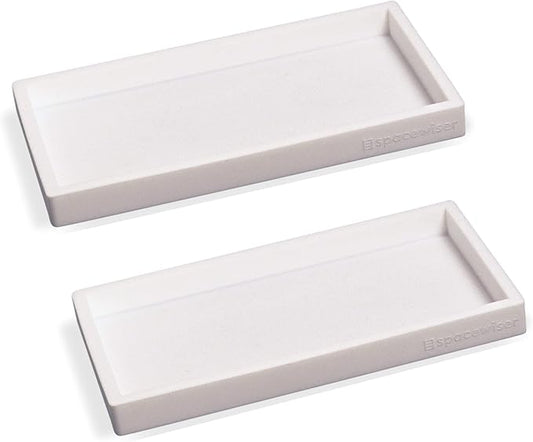 Countertop and Vanity Tray - 2 PC Small 7.7" Silicone Bathroom Trays, Kitchen Soap Tray, Dish Sponge Soap Holder Kitchen Sink Organizer Caddy, Bathroom Counter Trays for Lotion Dispenser
