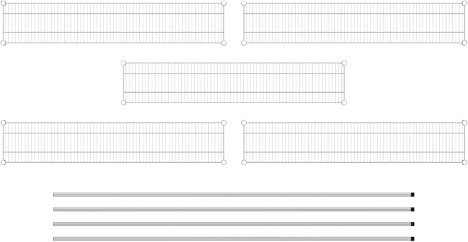 Commercial NSF Listed Chrome Stationary Wire Shelving Kit 12" x 60" x 96", with 5 Shelves Perfect for Warehouse, Walk-in Refrigerator, Freezer, Grocery Store, Restaurant, Dishroom