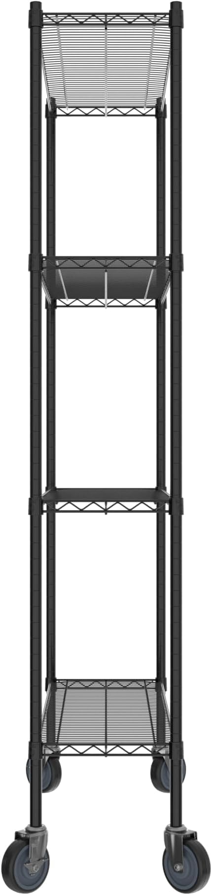Commercial NSF Listed Black Epoxy Mobile Wire Shelving Kit 14" x 42" x 80", with 4 Shelves Perfect for Warehouse, Walk-in Refrigerator, Freezer, Grocery Store, Restaurant, Dishroom