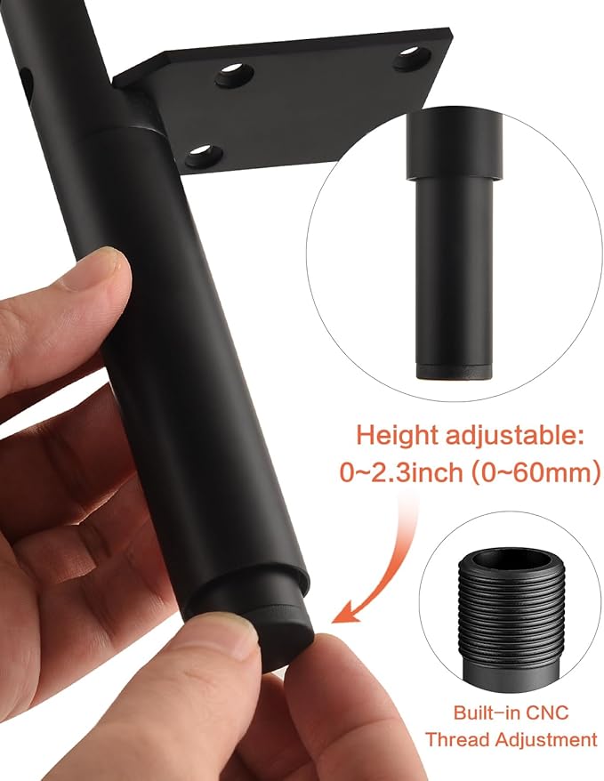 Dresser Legs Set of 4 Adjustable Feet for Furniture Black 4.9-7.2 Inch Metal Legs Stand Table Legs Bathroom Cabinet Feet Extenders Cylinder Bed Support Feet