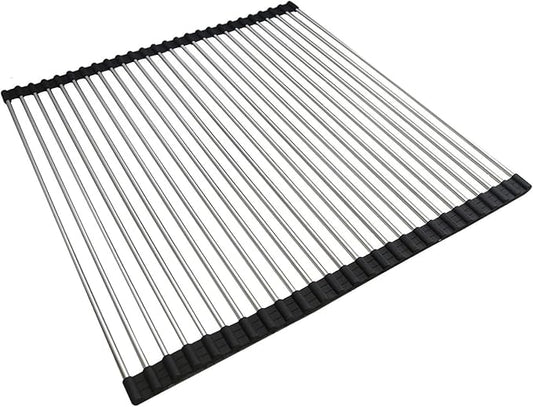 Ahyuan Roll up Dish Drying Rack Over The Sink Kitchen Roll up Sink Drying Rack Portable Dish Drainer Foldable Dish Drying Rack (Black, 20.5''X19.7'')