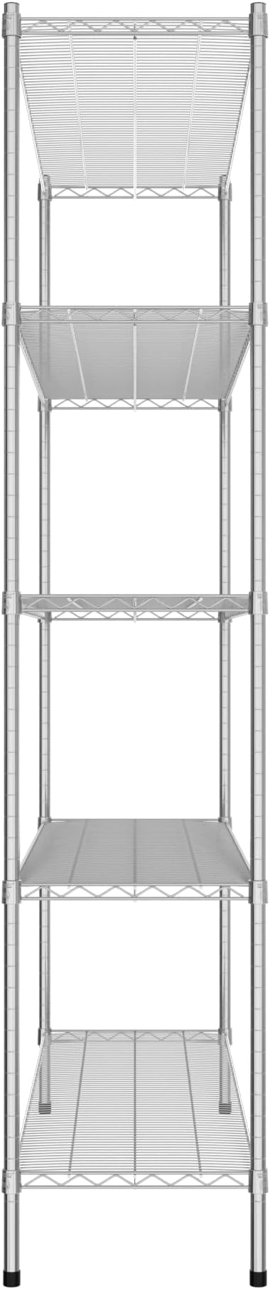 Commercial NSF Listed Chrome Stationary Wire Shelving Kit 18" x 60" x 86", with 5 Shelves Perfect for Warehouse, Walk-in Refrigerator, Freezer, Grocery Store, Restaurant, Dishroom