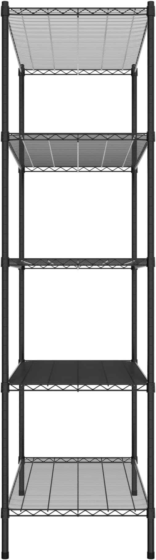 Commercial NSF Listed Black Epoxy Stationary Wire Shelving Kit 24" x 48" x 86", with 5 Shelves Perfect for Warehouse, Walk-in Refrigerator, Freezer, Grocery Store, Restaurant, Dishroom