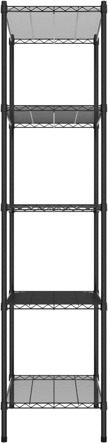 Commercial NSF Listed Black Epoxy Stationary Wire Shelving Kit 21" x 30" x 86", with 5 Shelves Perfect for Warehouse, Walk-in Refrigerator, Freezer, Grocery Store, Restaurant, Dishroom