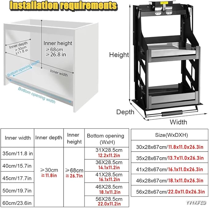 YVYKFZD Upper Cabinet Pull Down Shelf, 2 Tier Pull Down Cabinet Organizer, Convenient Heavy-Duty Kitchen Storage Shelf Organizer, Vertical Lift Dish Rack, Space Saving(22.0"x11.0"x26.3"/56x28x67cm)
