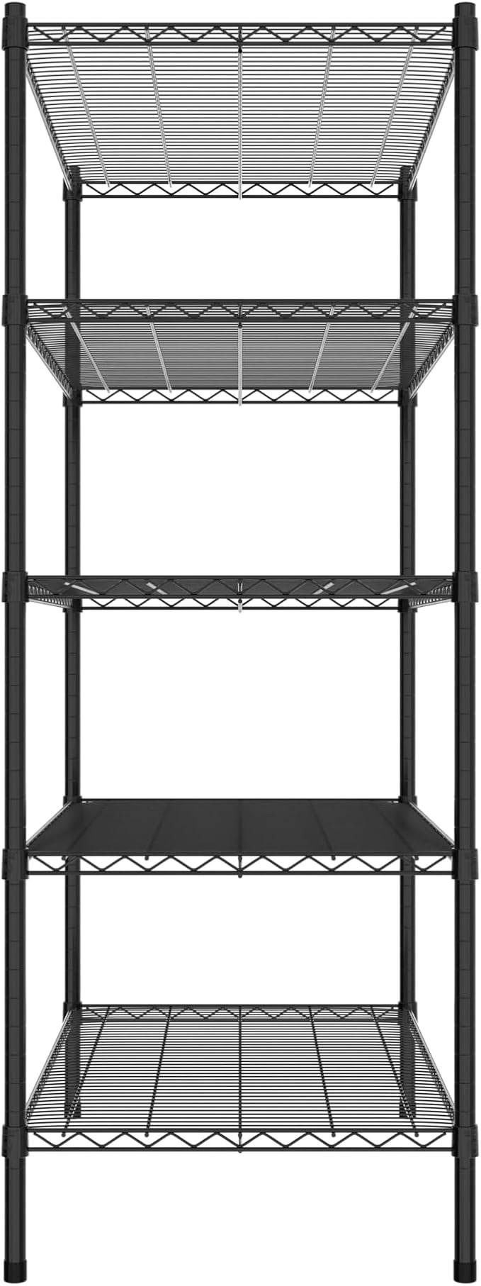 Commercial NSF Listed Black Epoxy Stationary Wire Shelving Kit 24" x 42" x 64", with 5 Shelves Perfect for Warehouse, Walk-in Refrigerator, Freezer, Grocery Store, Restaurant, Dishroom