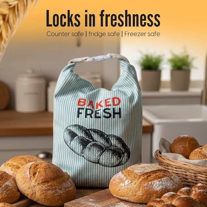 OH LA PEAR 3 pack, including - 2 XL Reusable Beeswax Bread Bags for Homemade Bread & Sourdough + 1 Bowl Cover (medium size), Eco-Friendly, Natural, Food-Safe Storage Bag to Keep Loaves Fresh Longer