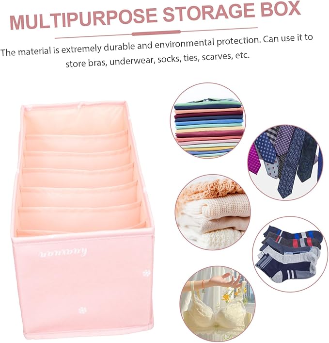 Amosfun Multi-functional Foldable Clothes Storage Box Soft Fabric Drawer Organizer for Pants Underwear and Accessories Space-saving Design Lotus Pink