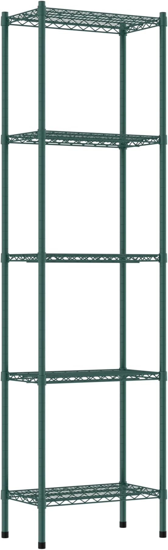 Commercial NSF Listed Green Epoxy Stationary Wire Shelving Kit 14" x 24" x 86", with 5 Shelves Perfect for Warehouse, Walk-in Refrigerator, Freezer, Grocery Store, Restaurant, Dishroom