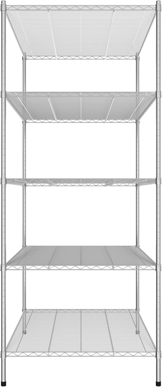 Commercial NSF Listed Chrome Stationary Wire Shelving Kit 36" x 60" x 86", with 5 Shelves Perfect for Warehouse, Walk-in Refrigerator, Freezer, Grocery Store, Restaurant, Dishroom