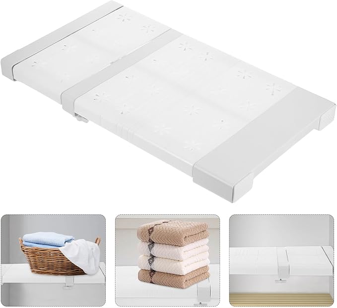 SUPVOX Expandable Closet Organizer Shelf Divider, Adjustable Telescopic Tension Rack 31-42cm Length 24cm Width, Wardrobe Storage Shelf for Clothes Cabinet, Single Piece