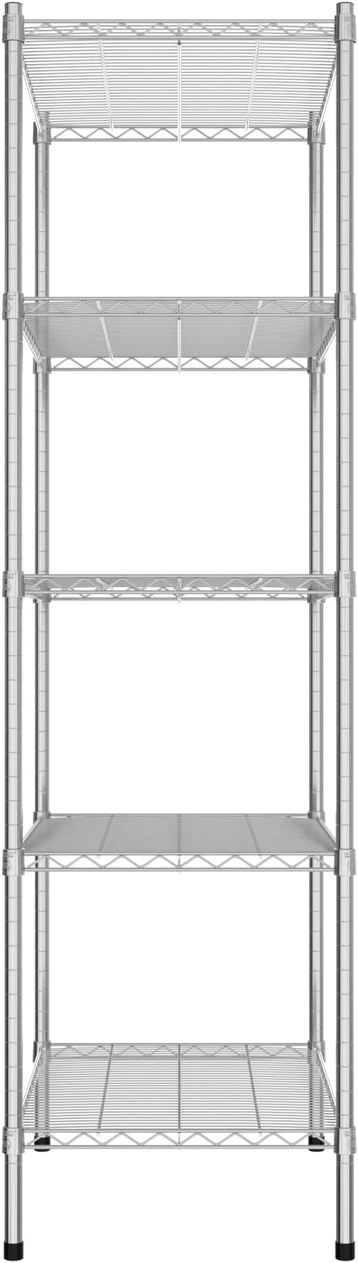 Commercial NSF Listed Chrome Stationary Wire Shelving Kit 21" x 30" x 74", with 5 Shelves Perfect for Warehouse, Walk-in Refrigerator, Freezer, Grocery Store, Restaurant, Dishroom