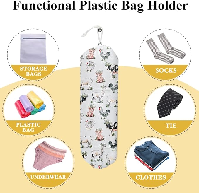 Animal Plastic Bag Holder, Grocery Bag Holder, Plastic Bag Storage Organizer, Plastic Bag Holders for Grocery Bags, Farmhouse Home Kitchen Decor, Gifts for Women Mom Grandma, Milkcow