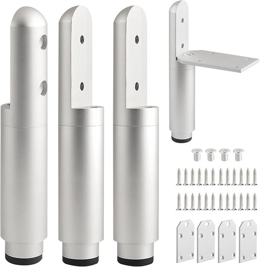 4 Pack Adjustable Metal Furniture Legs Silvery 3.3-4.5 Inch Coffee Table Legs Dresser Feet Cabinet Feet Replacement Support Foot Desk Legs