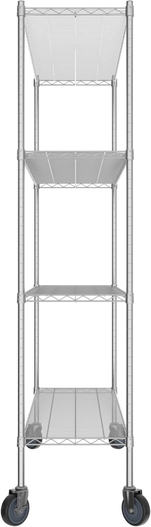 Commercial NSF Listed Chrome Mobile Wire Shelving Kit 18" x 60" x 80", with 4 Shelves Perfect for Warehouse, Walk-in Refrigerator, Freezer, Grocery Store, Restaurant, Dishroom