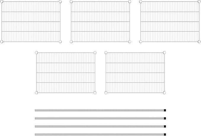 Commercial NSF Listed Chrome Stationary Wire Shelving Kit 21" x 30" x 64", with 5 Shelves Perfect for Warehouse, Walk-in Refrigerator, Freezer, Grocery Store, Restaurant, Dishroom