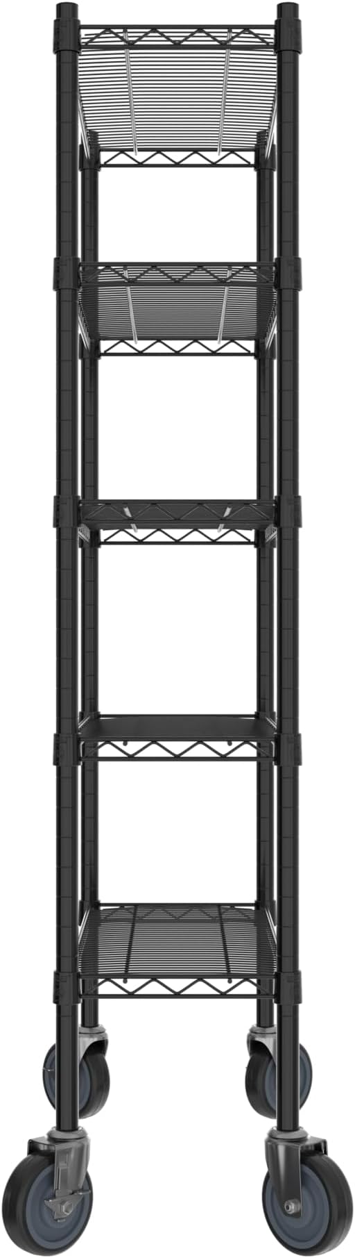 Commercial NSF Listed Black Epoxy Mobile Wire Shelving Kit 12" x 30" x 60", with 5 Shelves Perfect for Warehouse, Walk-in Refrigerator, Freezer, Grocery Store, Restaurant, Dishroom