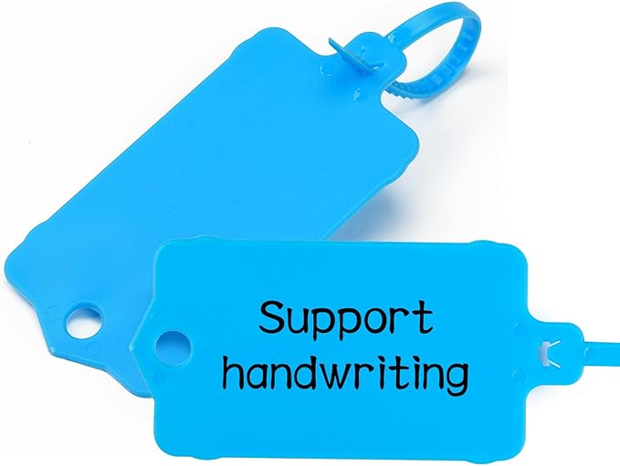 LeadSeals 100pcs Blank Plastic Tags for Labeling Reusable Hanging Tags Ties Key Tag Storage Labels Waterproof Plastic Mark Label Writable Hang Sign with One Marker Pen (Blue)
