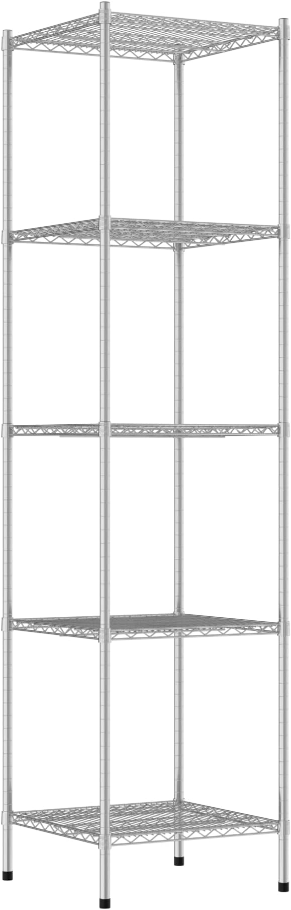 Commercial NSF Listed Chrome Stationary Wire Shelving Kit 24" x 24" x 96", with 5 Shelves Perfect for Warehouse, Walk-in Refrigerator, Freezer, Grocery Store, Restaurant, Dishroom