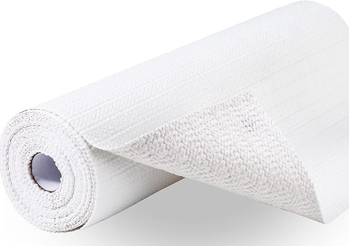 Premium Drawer and Shelf Liner for Cabinet, Non Adhesive Liner for Kitchen, Strong Grip Non Slip Shelf Liners for Kitchen Cabinets, Storage, Drawers, Shelves, Kitchenware and Tableware, White