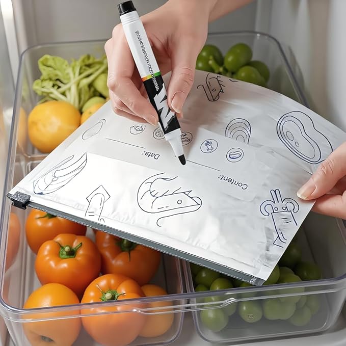 Reusable Aluminum Foil Sealable Storage Bags - aluminum foil Freezer Bags, reusable freezer food grade fresh keeping and meal prep,Suitable for Vegetable, Fruit, Meat, and More (3Size-30pcs)