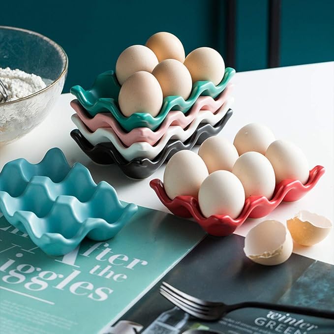 Ceramic 6 Cup Egg Tray Holder (Pink)