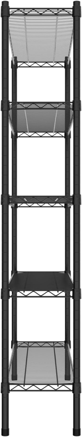 Commercial NSF Listed Black Epoxy Stationary Wire Shelving Kit 12" x 42" x 64", with 5 Shelves Perfect for Warehouse, Walk-in Refrigerator, Freezer, Grocery Store, Restaurant, Dishroom